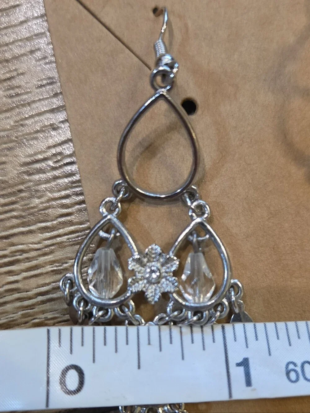 Silver Tone Floral Crystal Chandelier Wedding Formal Drop Earrings OS